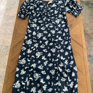 Abercrombie & Fitch Blue Puff Sleeve Midi Sundress